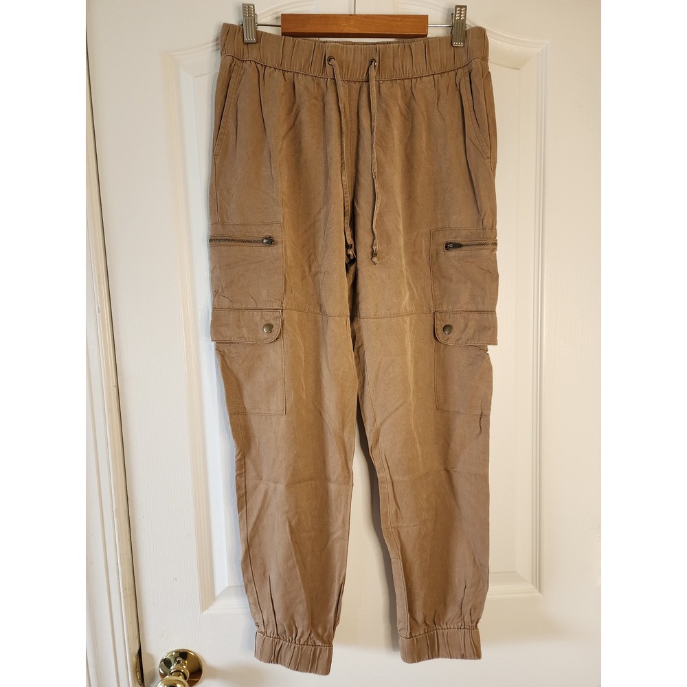 Banana Republic Soft Cargo Joggers Tan Brown Lyocell Elastic Waist Small 536089